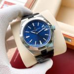 Copy Vacheron Constantin Overseas Blue Dial Black Leather Watch 42MM